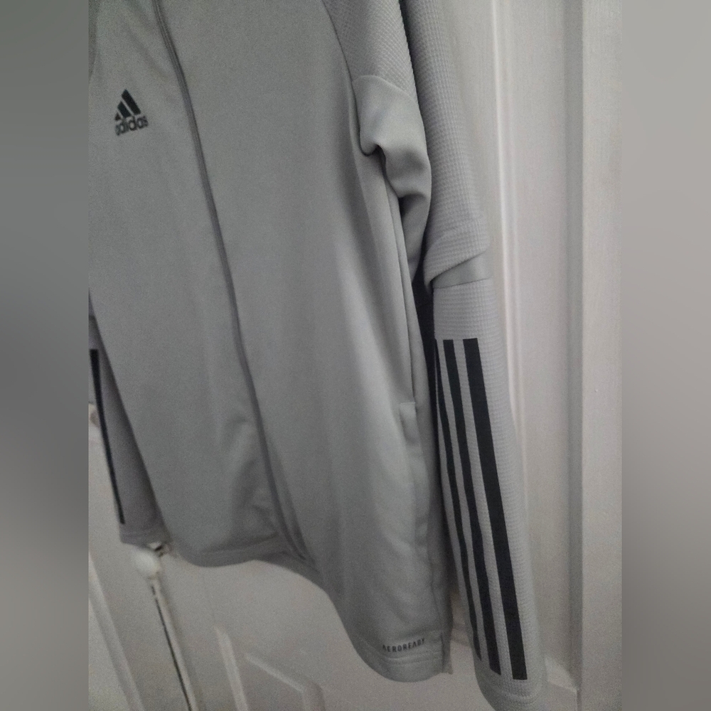Adidas Kids Aeroready Pewter Zipup Jacket In Size Kids Large (13-14 Yrs) - Picture 3 of 16